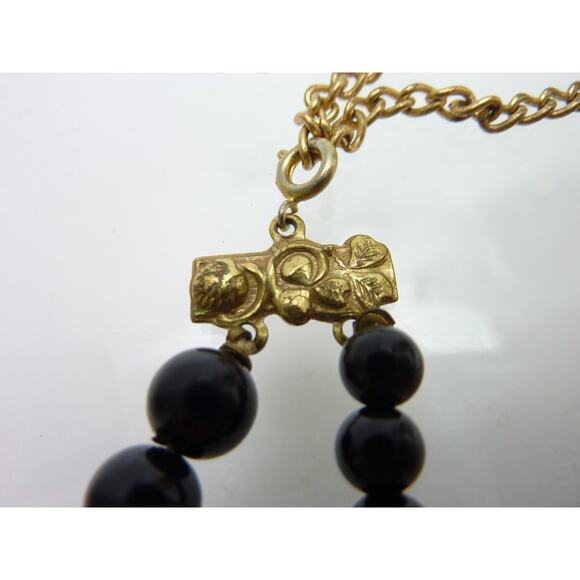 Vintage Beaded Double Strand Choker Necklace Adjustable Faux Diamond Shell - Picture 3 of 7